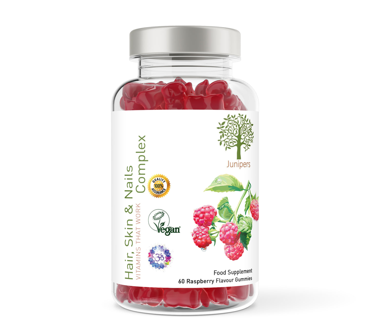 Hair Skin & Nails Complex - 60 Natural Raspberry Flavour Gummies - 200ml