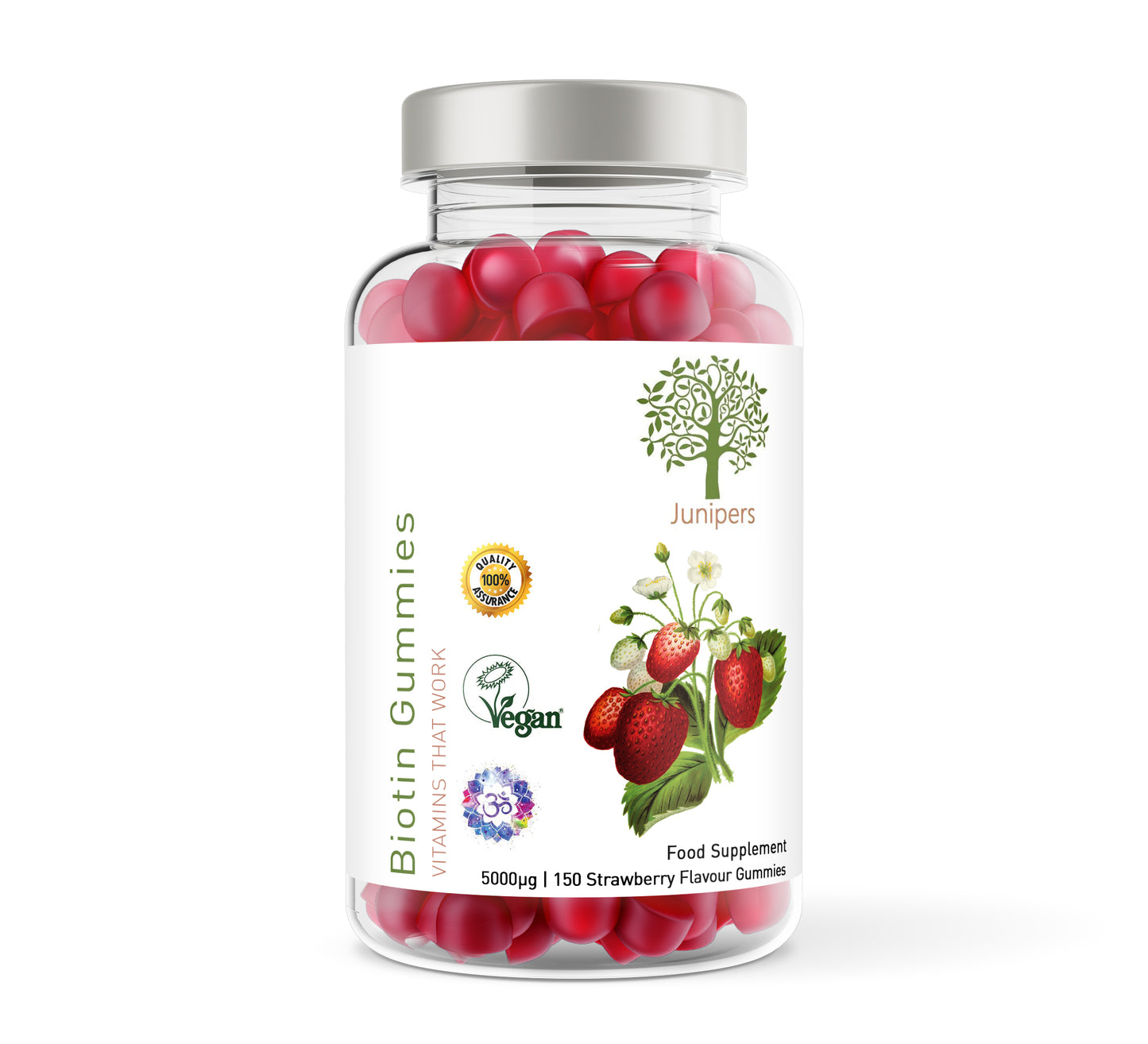 Biotin 5000ug - 60 Natural Strawberry Flavour Gummies - 200ml